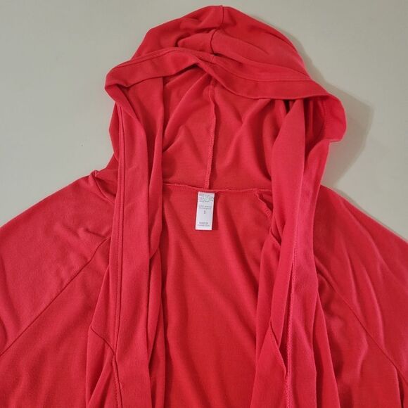 Old Navy Intimates Women's Red Orange Hooded Waterfall Long Sleeve Cardigan - Picture 7 of 11